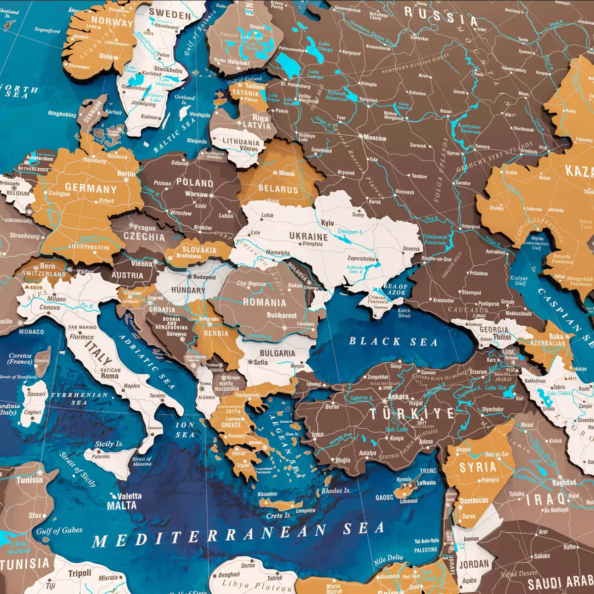 Framed Maps with Sea Background · Europe · Soil