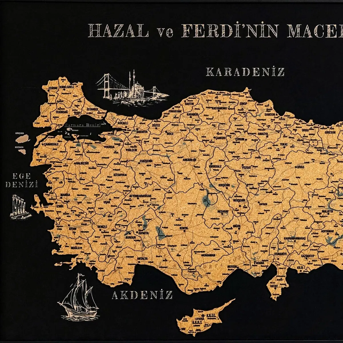 Cork Board Maps · Türkiye · personalised