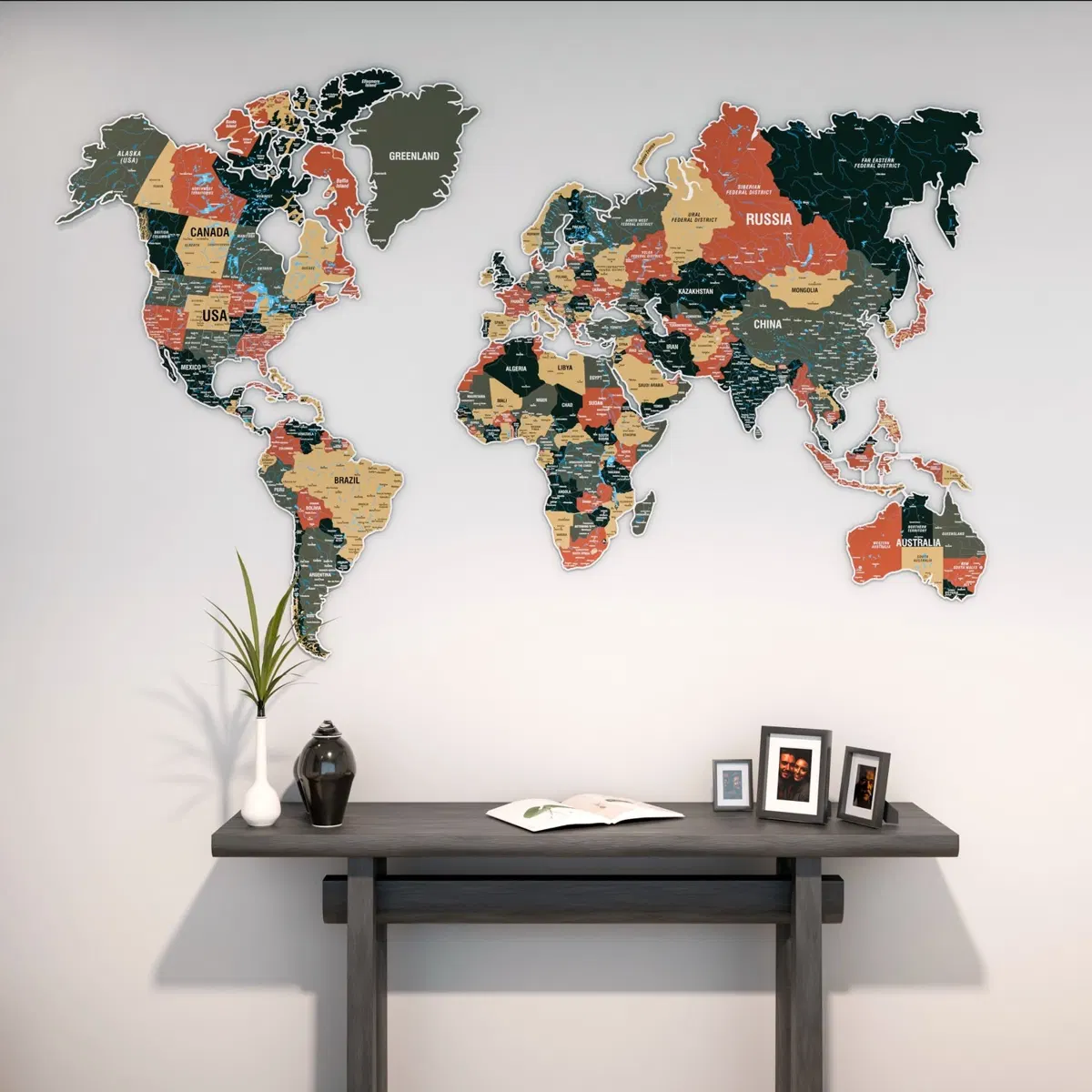 Metal World Map · Sage