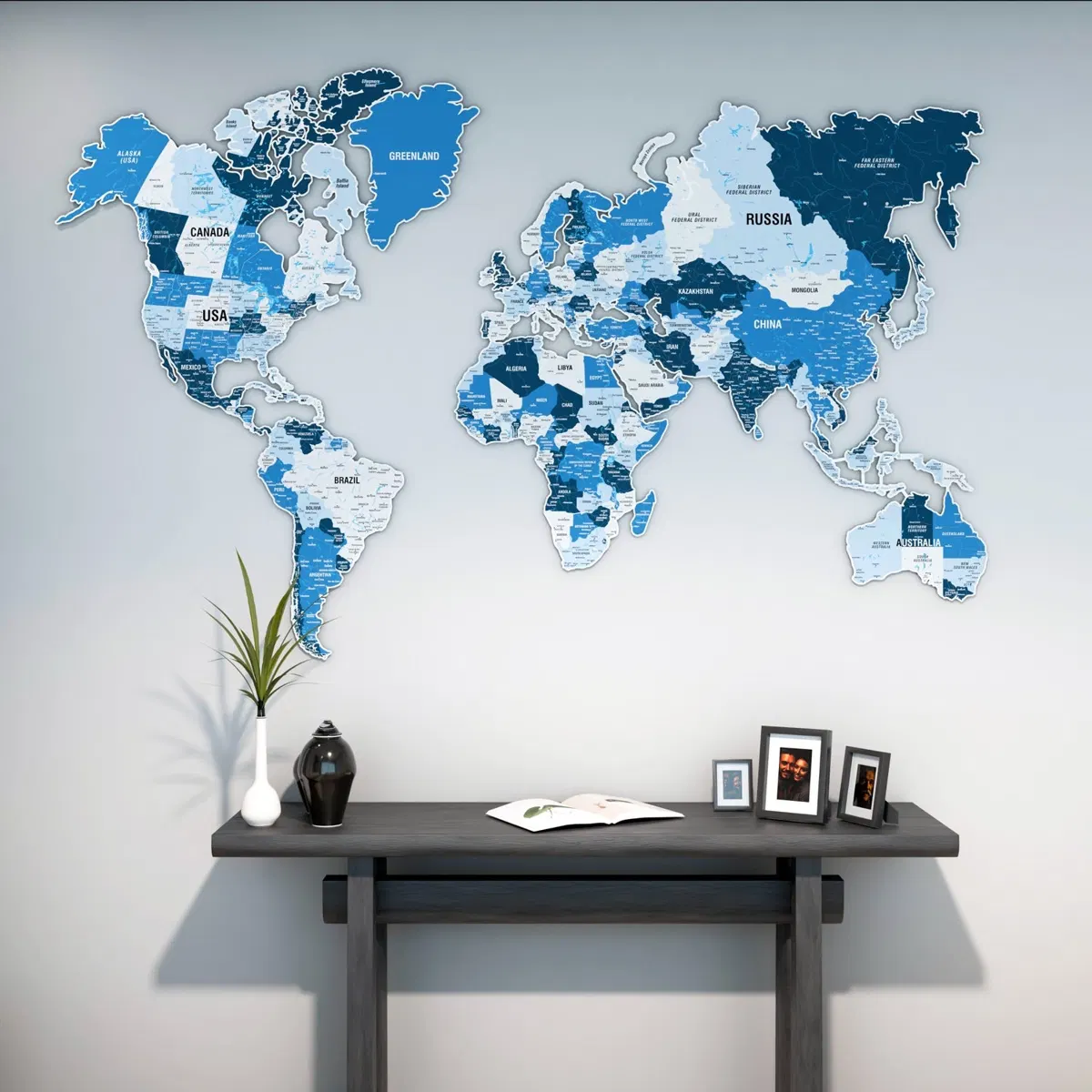 Metal World Map · Navy
