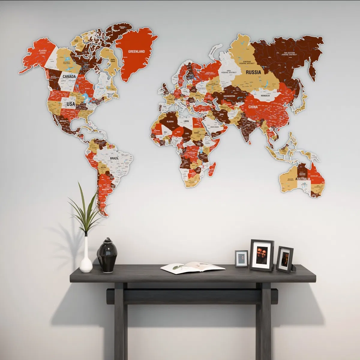Metal World Map · Terracotta