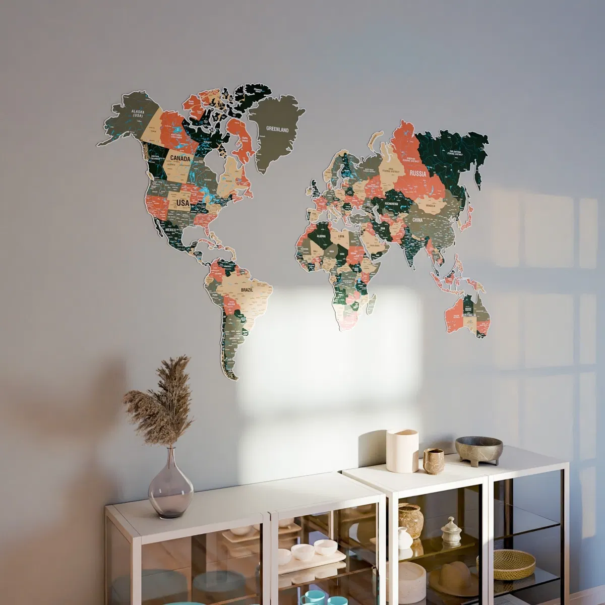 Metal World Map · Sage