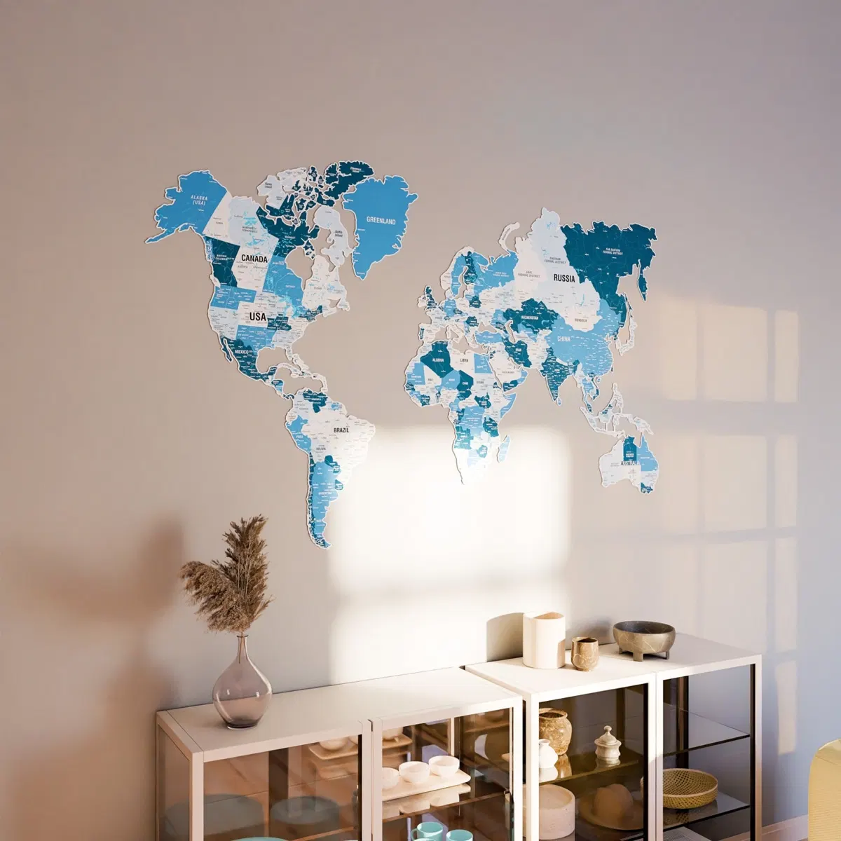 Metal World Map · Navy