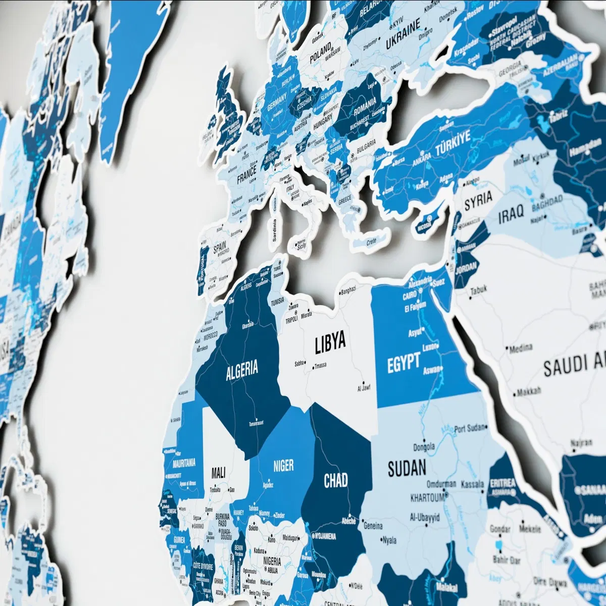 Metal World Map · Navy