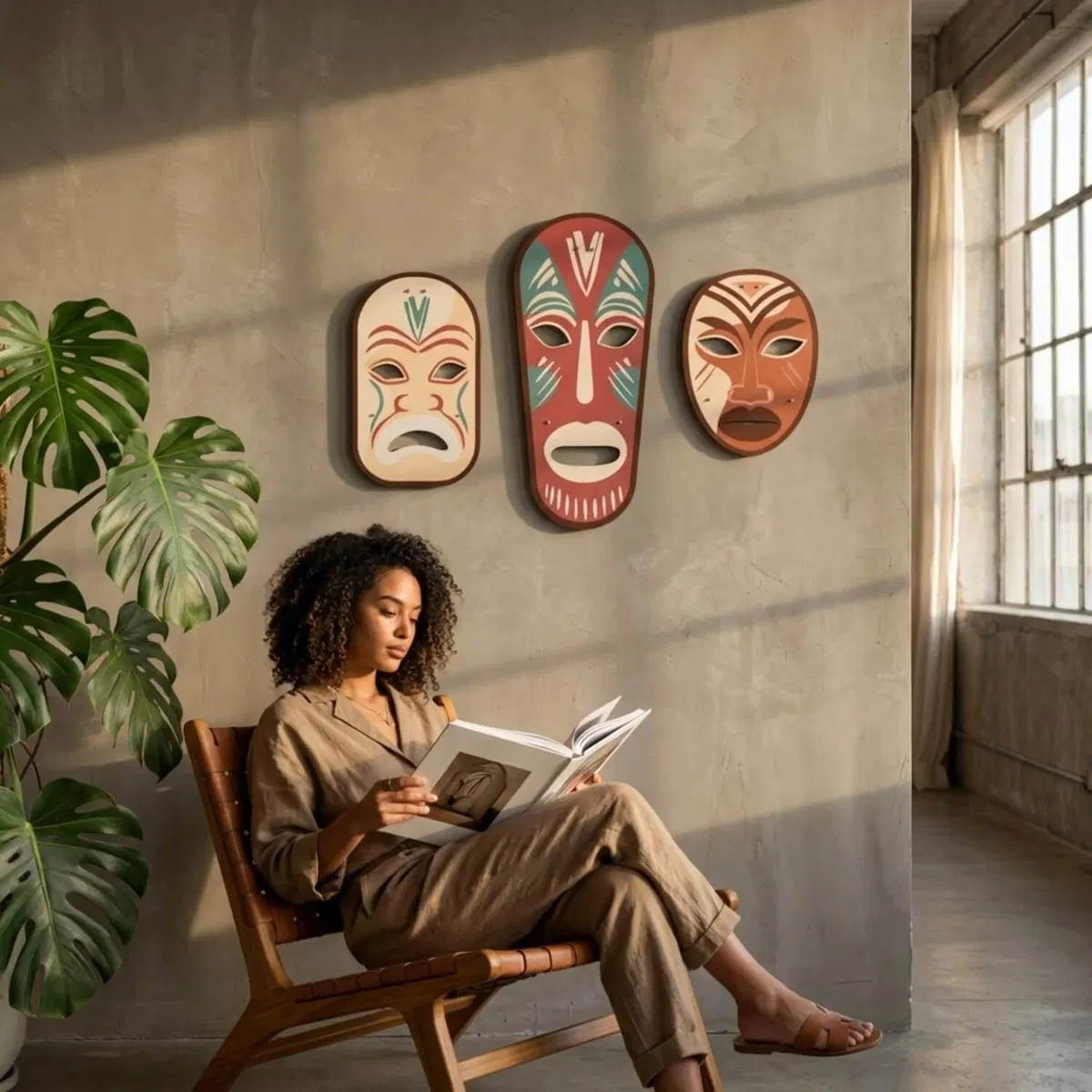 Metal Wall Decor · Tribal Masks, set of 3