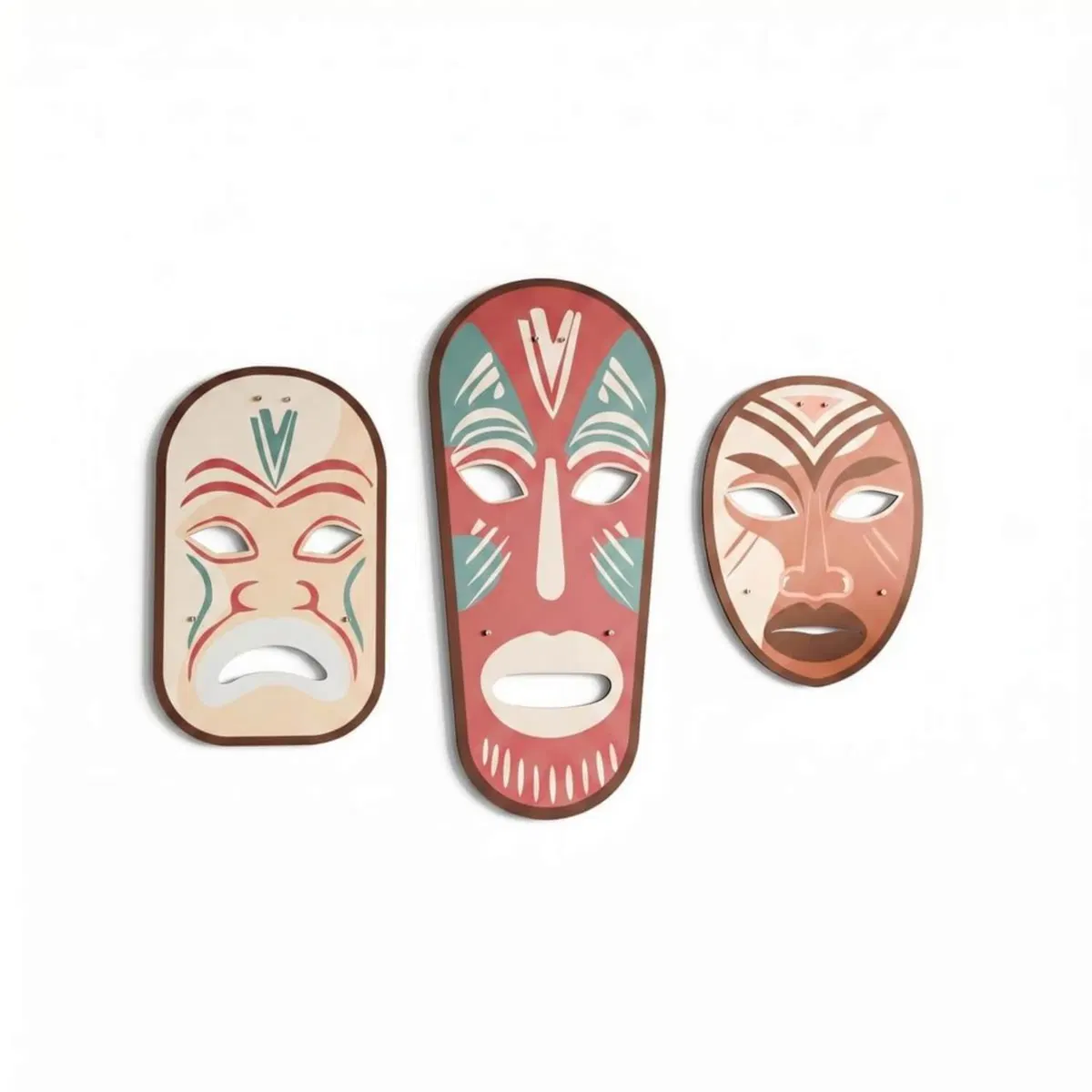Metal Wall Decor · Tribal Masks, set of 3