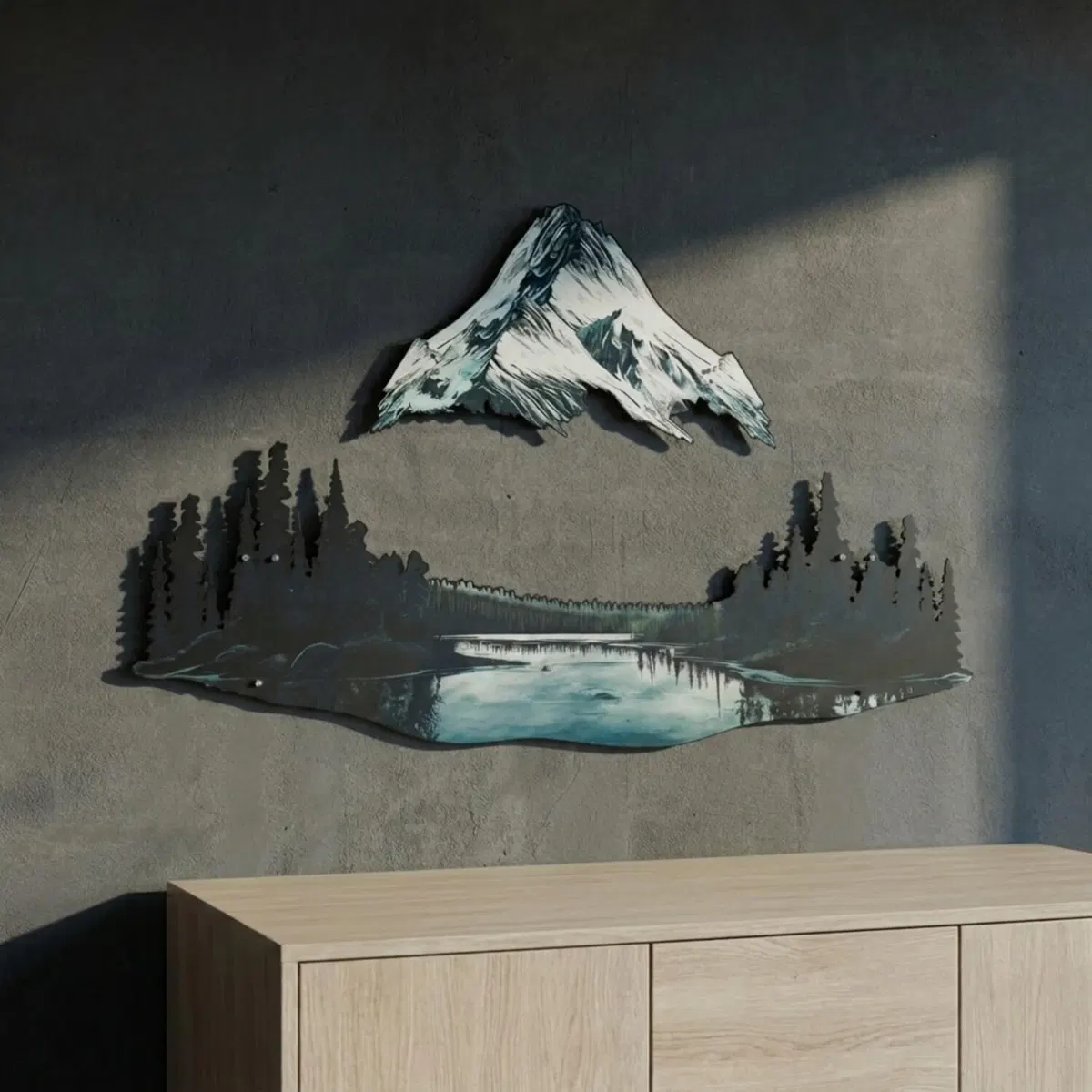 Nature and Kids' Room Metal Wall Art · Mountain and Lake Landscape