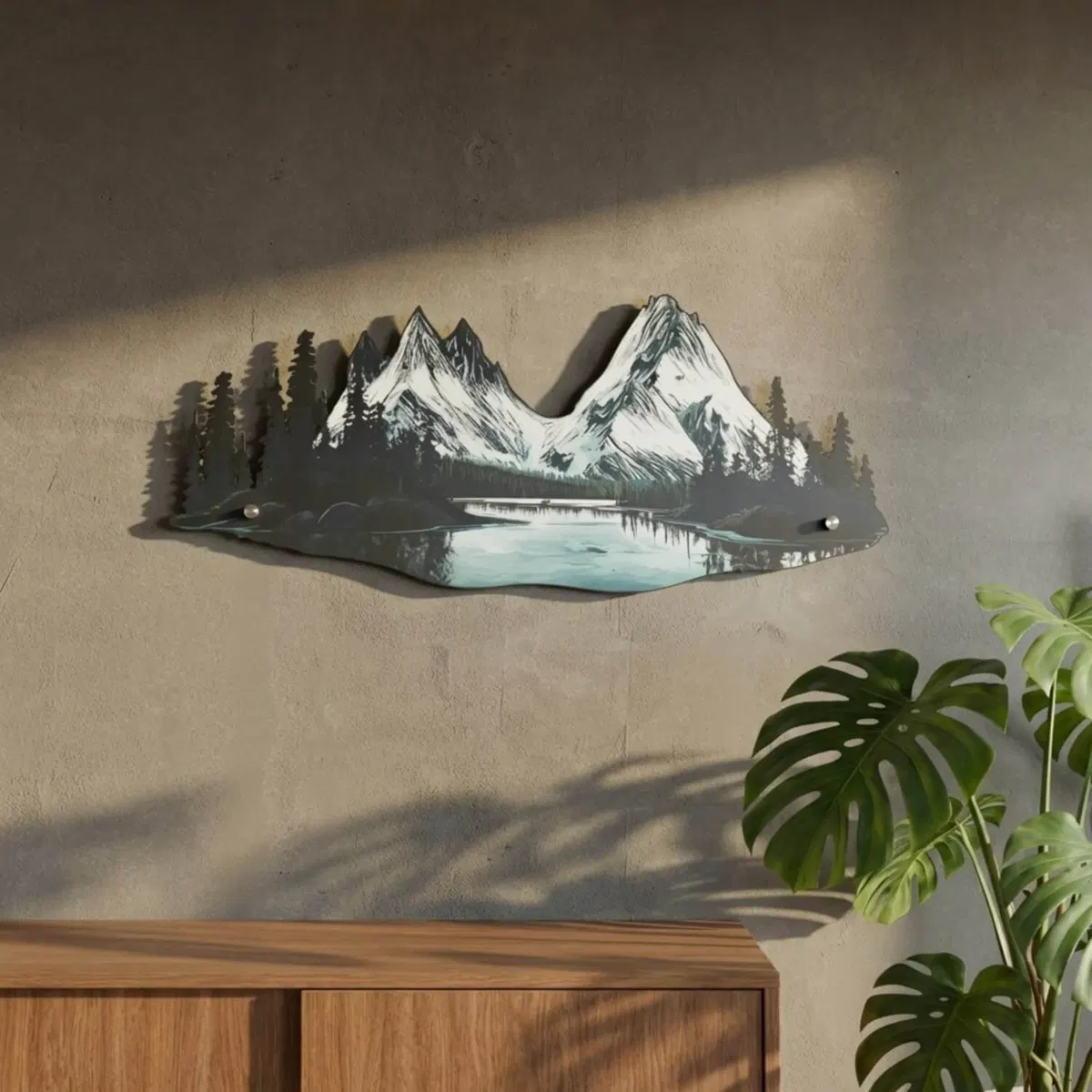 Nature and Kids' Room Metal Wall Art · Mountain and River Landscape
