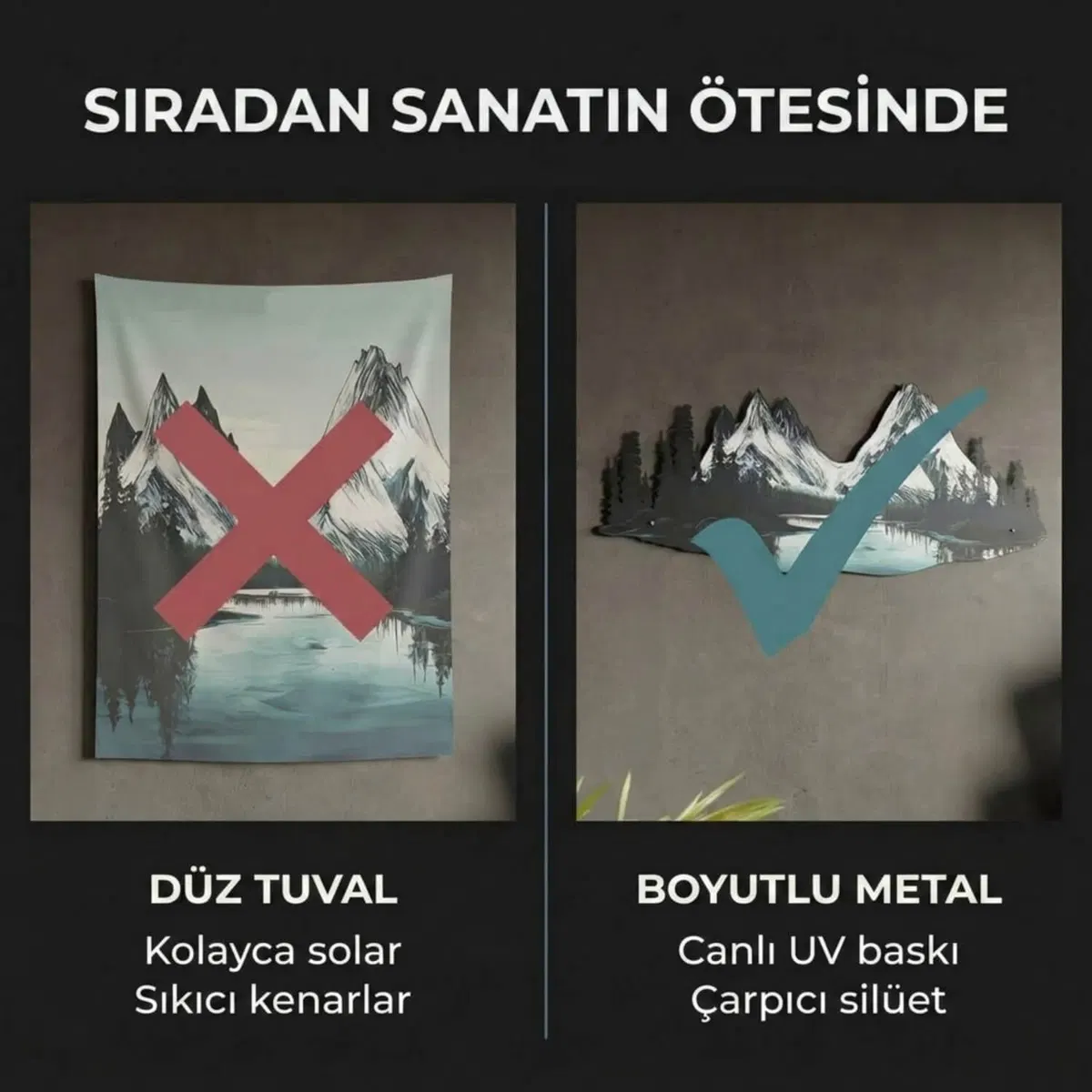 Nature and Kids' Room Metal Wall Art · Mountain and River Landscape