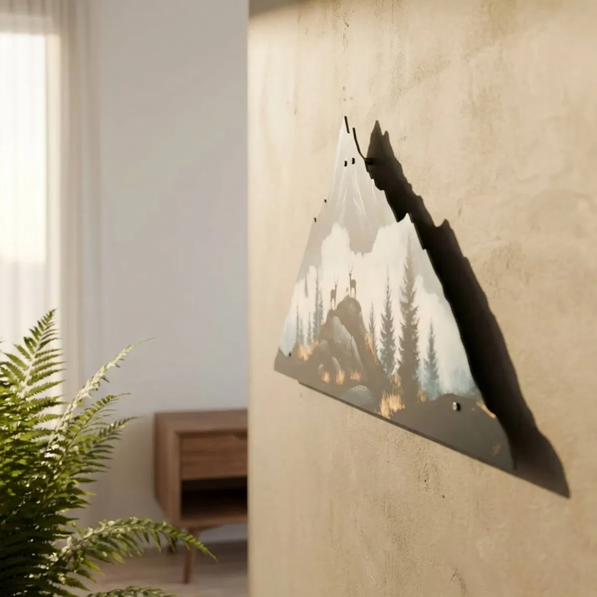 Nature and Kids' Room Metal Wall Art · Mountain Silhouette with Deer