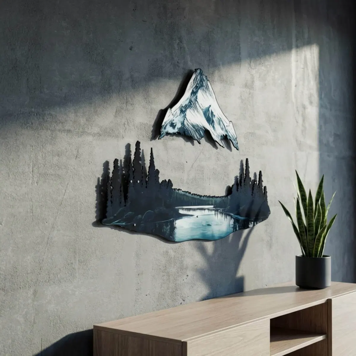 Nature and Kids' Room Metal Wall Art · Mountain and Lake Landscape
