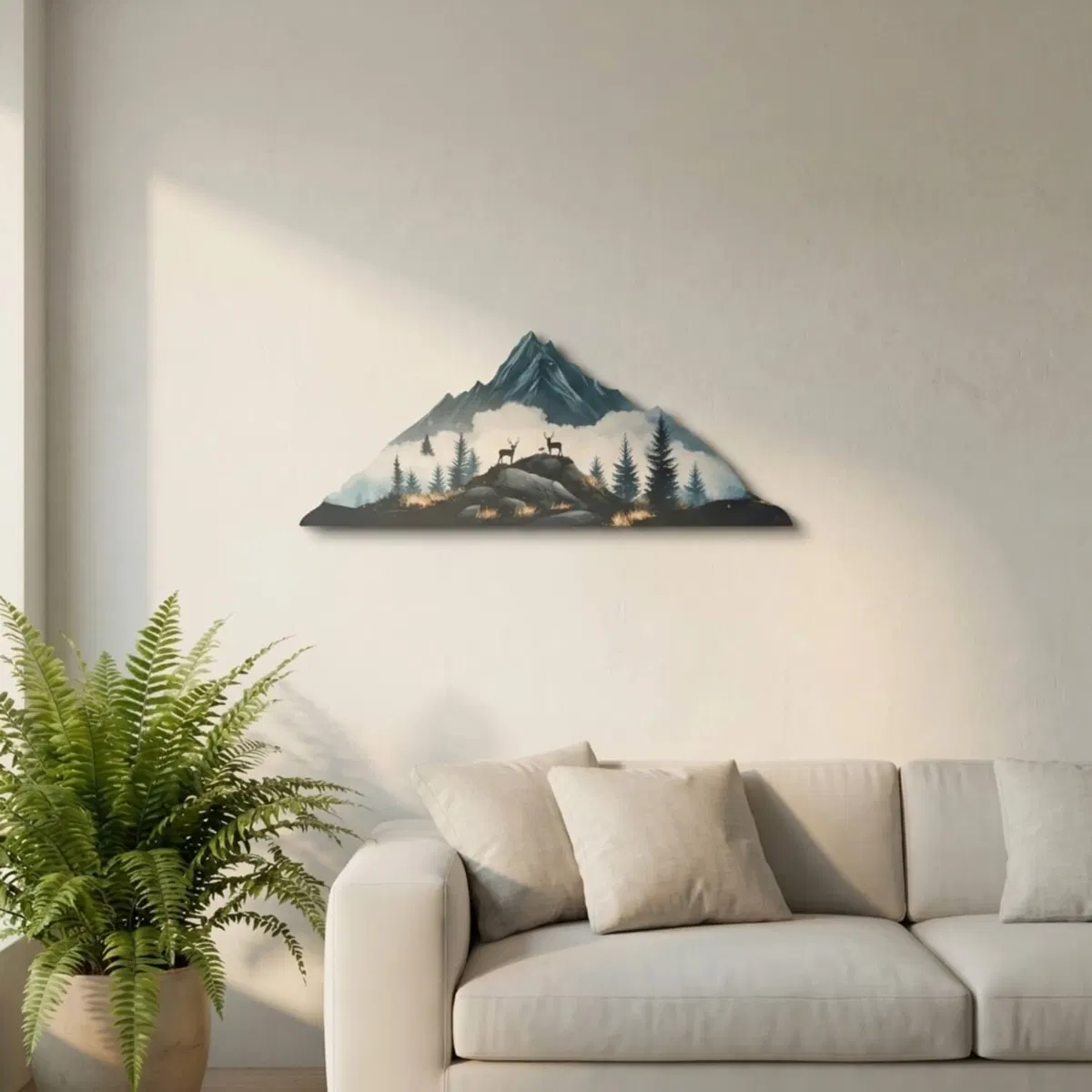 Nature and Kids' Room Metal Wall Art · Mountain Silhouette with Deer