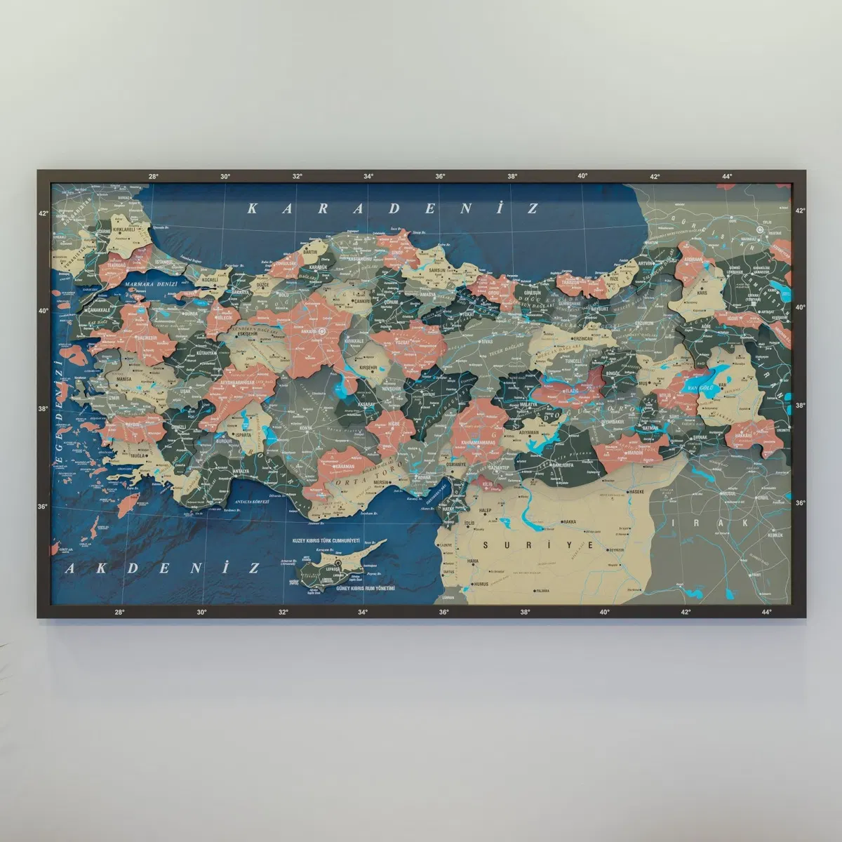 Framed Maps with Sea Background · Türkiye · Sage