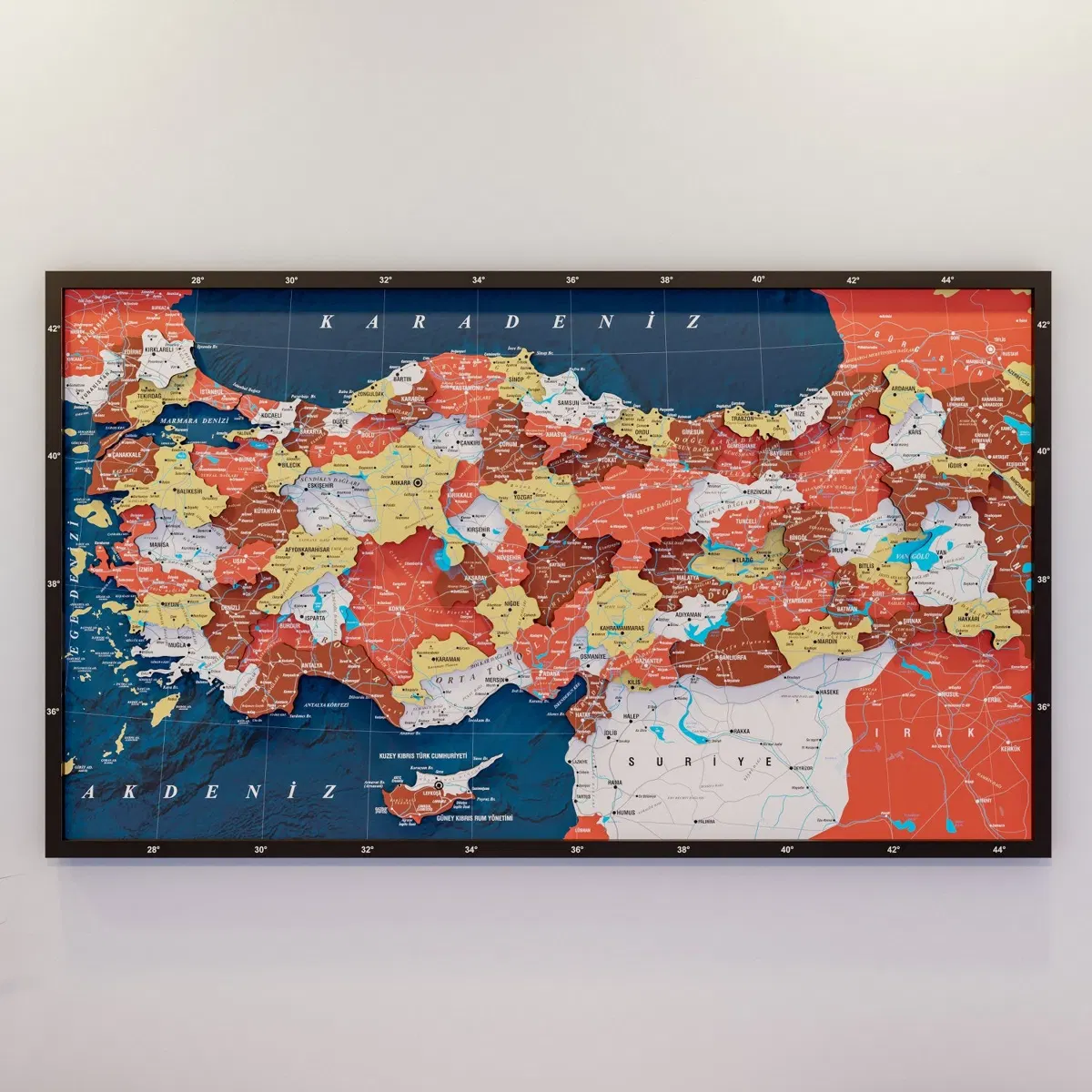 Framed Maps with Sea Background · Türkiye · Terracotta