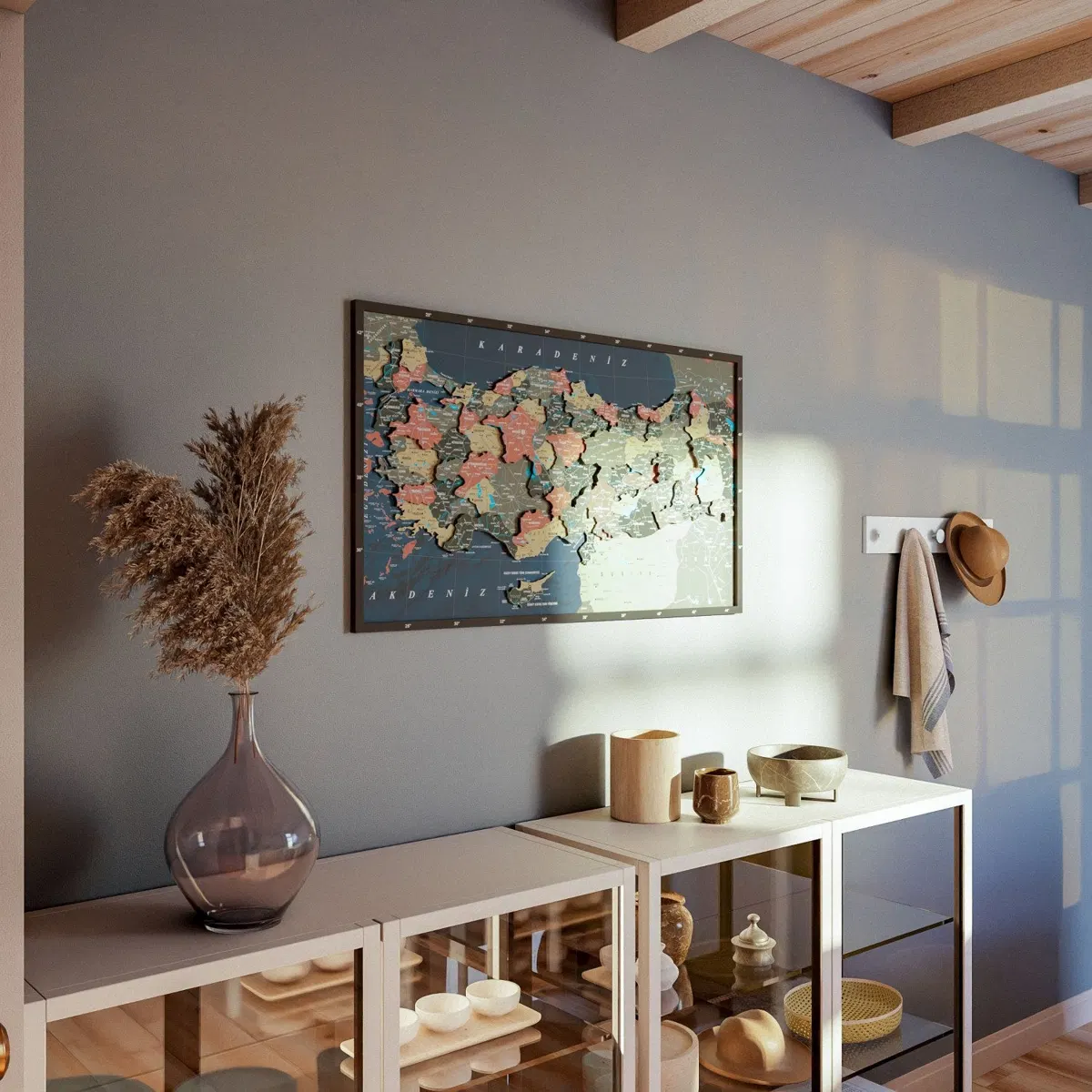Framed Maps with Sea Background · Türkiye · Sage