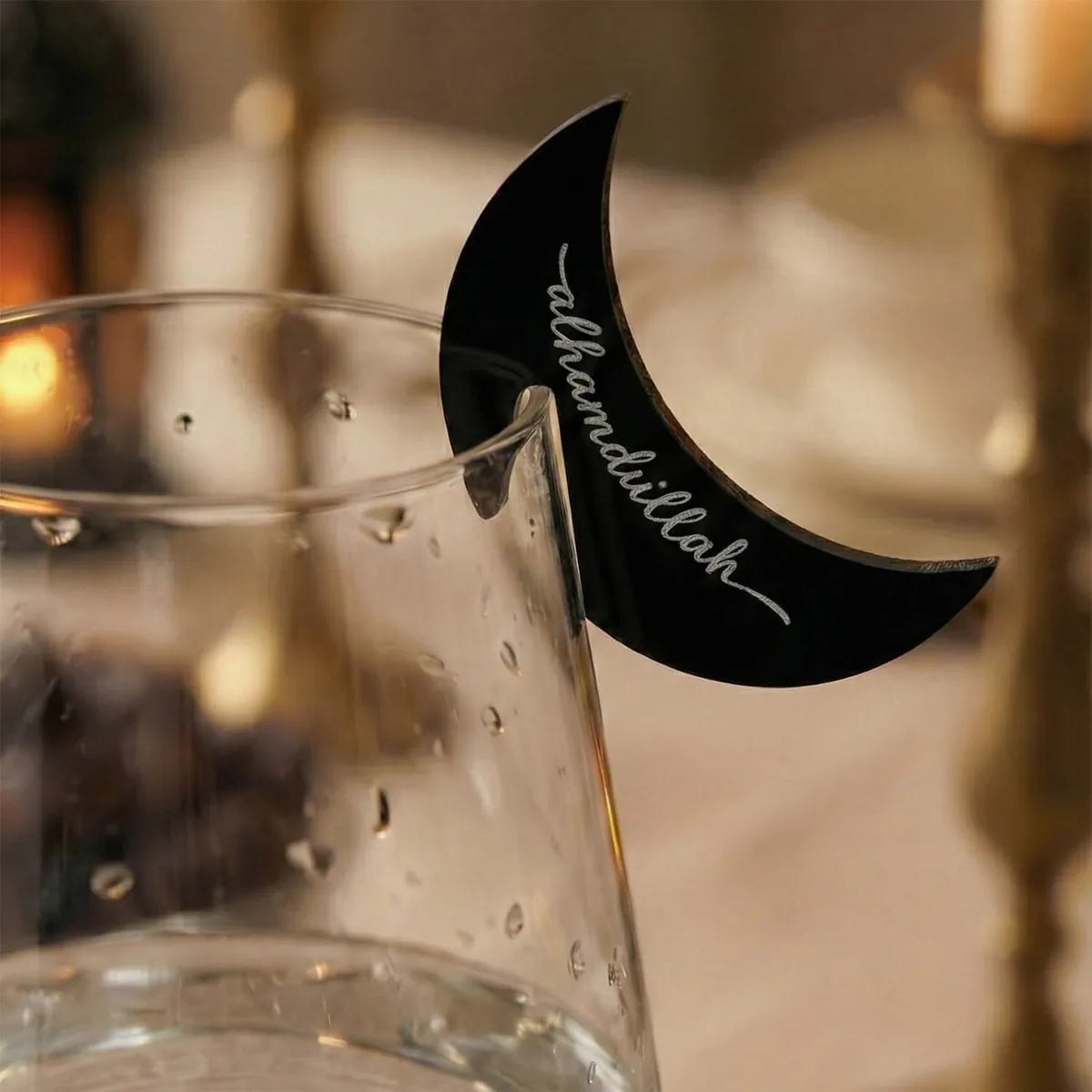 Crescent Glass Charm Set · Alhamdulillah (English) · Black