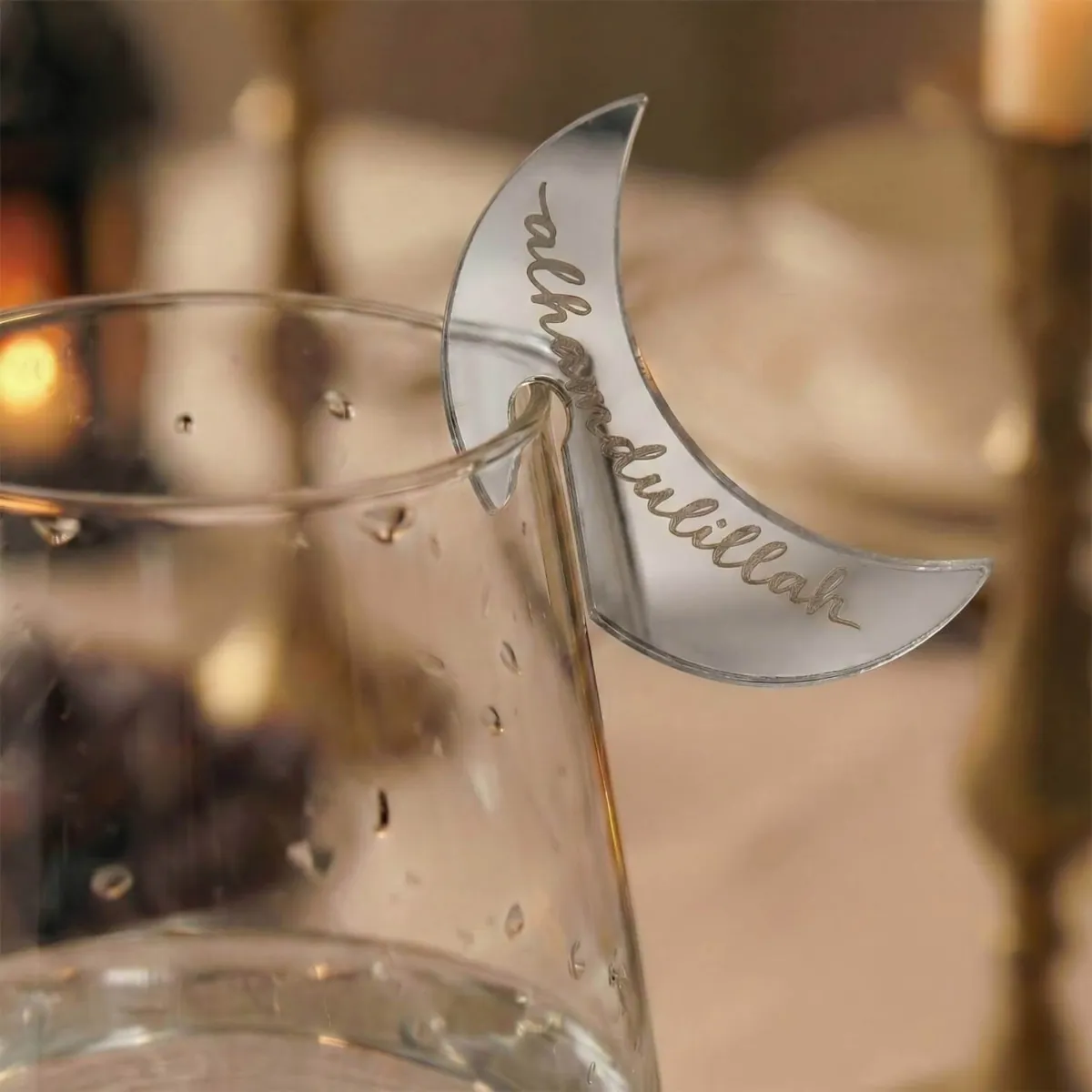 Crescent Glass Charm Set · Alhamdulillah (English) · Silver