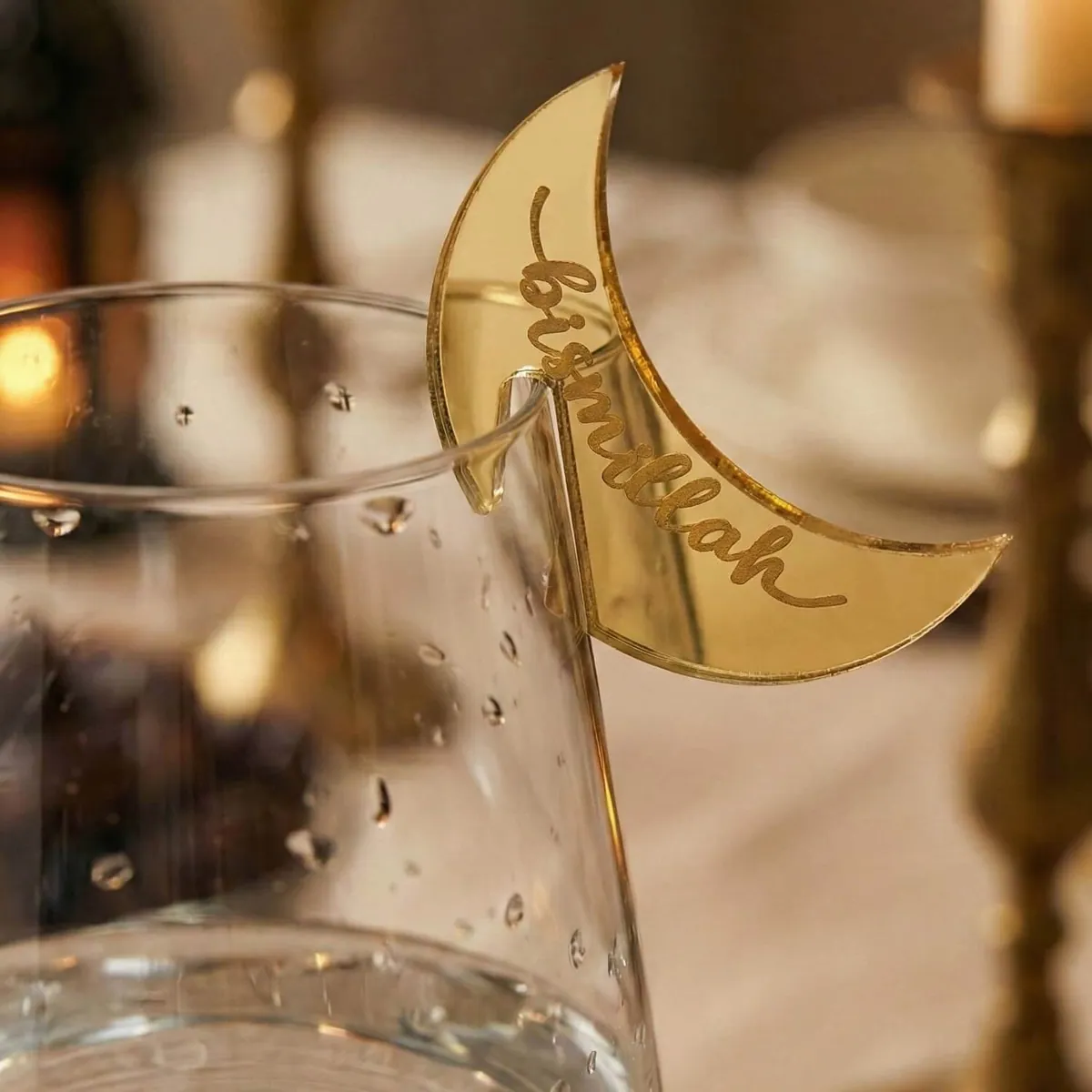 Crescent Glass Charm Set · Bismillah · Gold