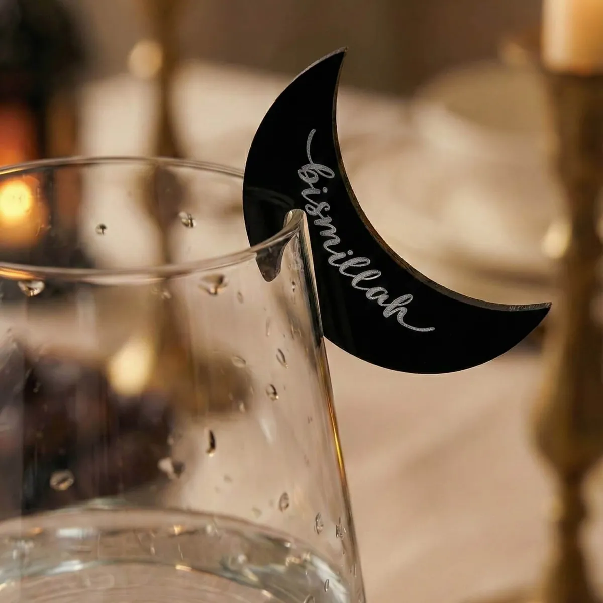 Crescent Glass Charm Set · Bismillah · Black