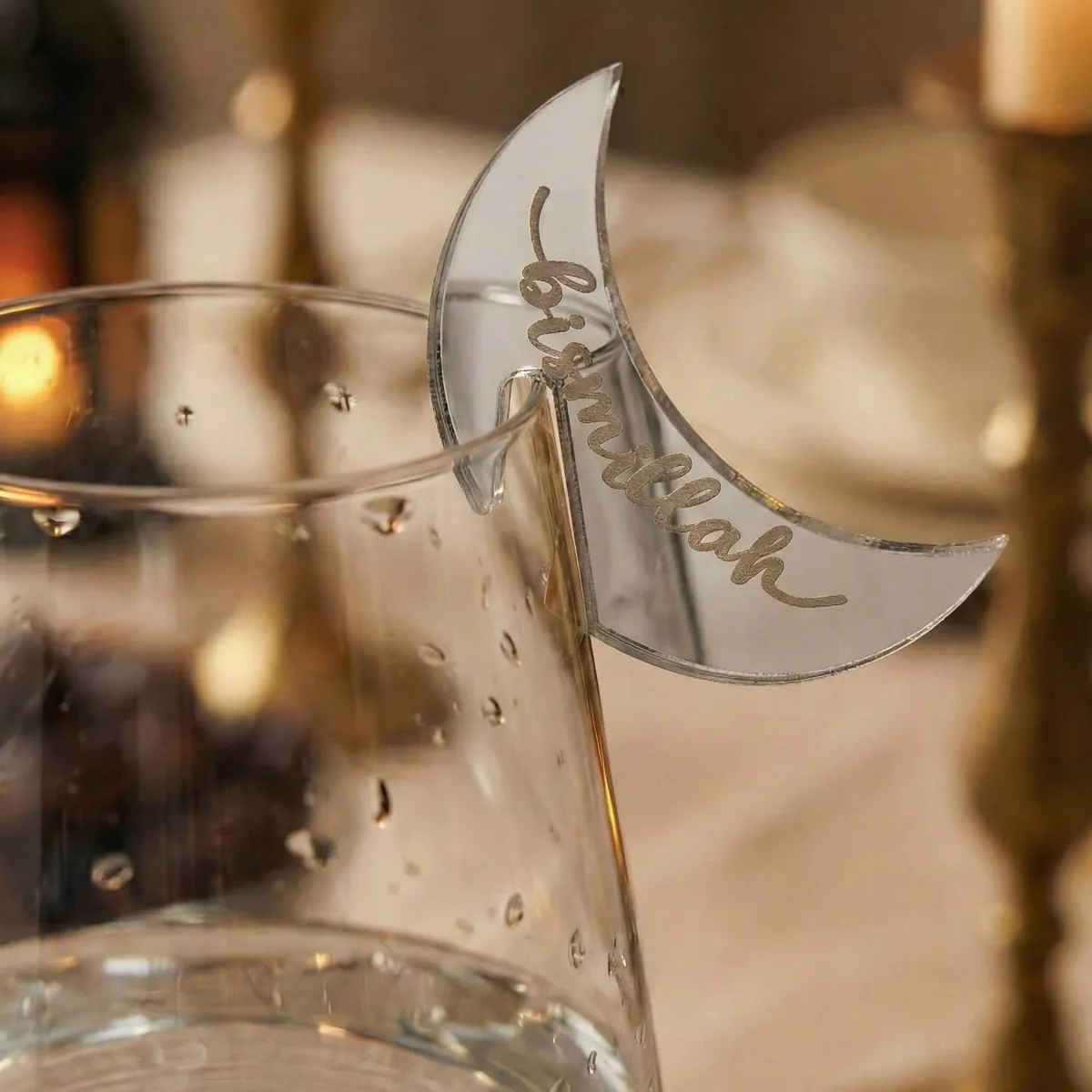 Crescent Glass Charm Set · Bismillah · Silver