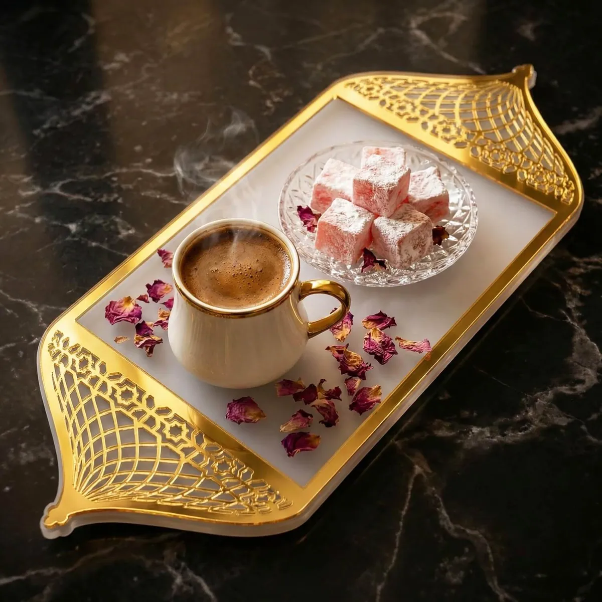Mihrab Serving Tray · Colour: Gold on Frosted