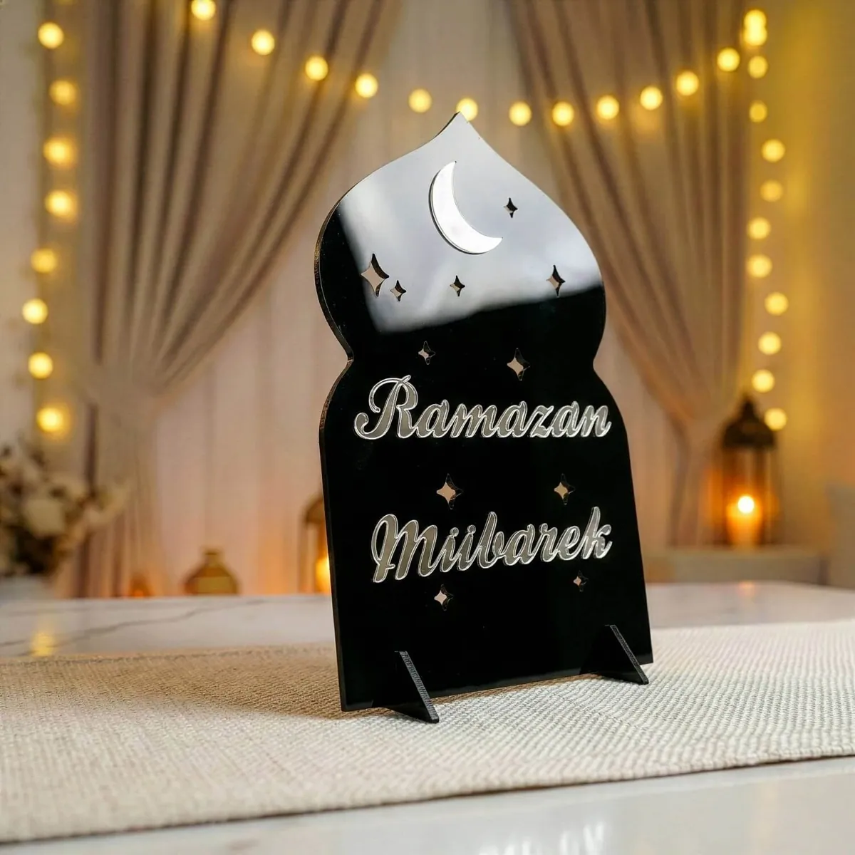 Kişiye Özel Ramazan Dekoru · Ramazan Mübarek · Siyah üzeri Gümüş