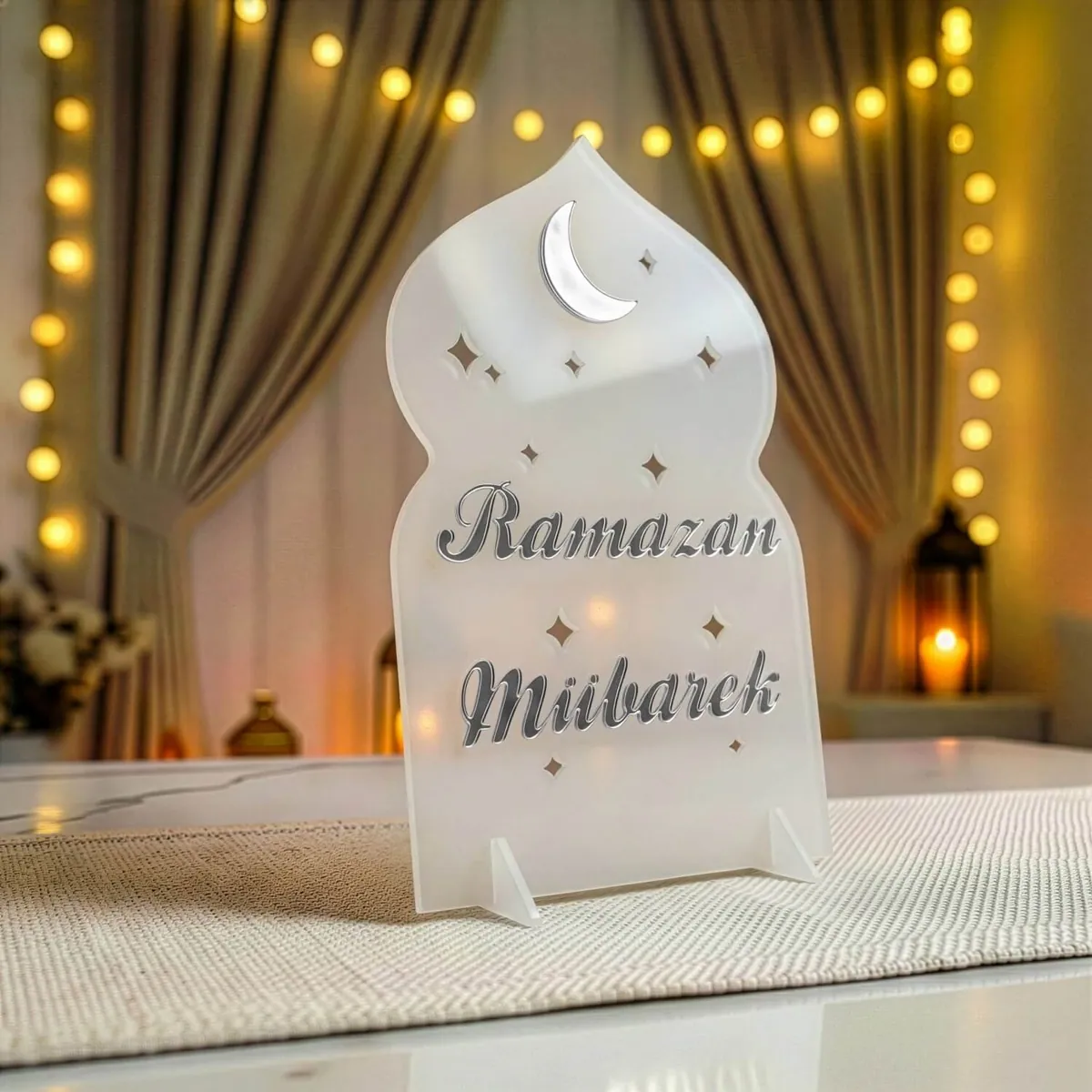 Kişiye Özel Ramazan Dekoru · Ramazan Mübarek · Buzlu üzeri Gümüş