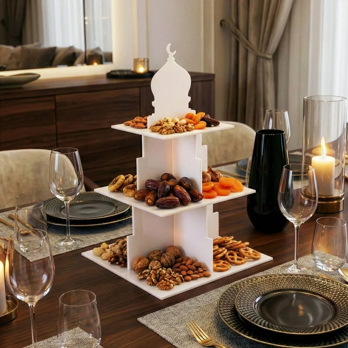 Dome and Round Serving Stand · Dome-shaped · White
