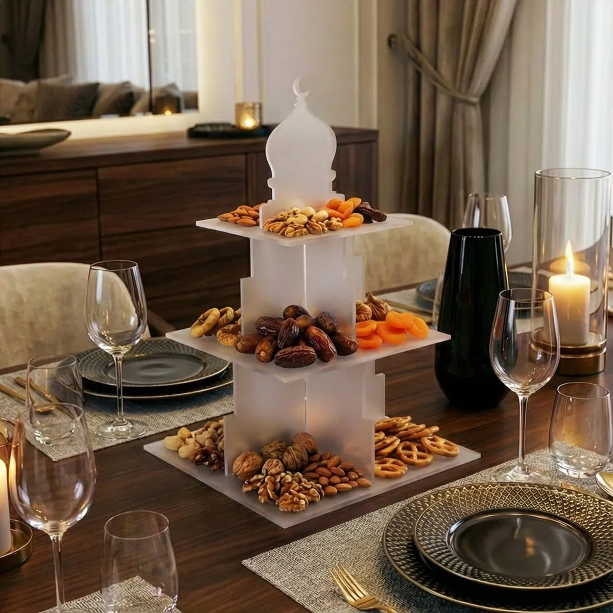 Dome and Round Serving Stand · Dome-shaped · Frosted