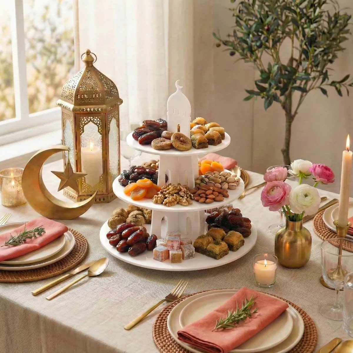 Dome and Round Serving Stand · Round · White