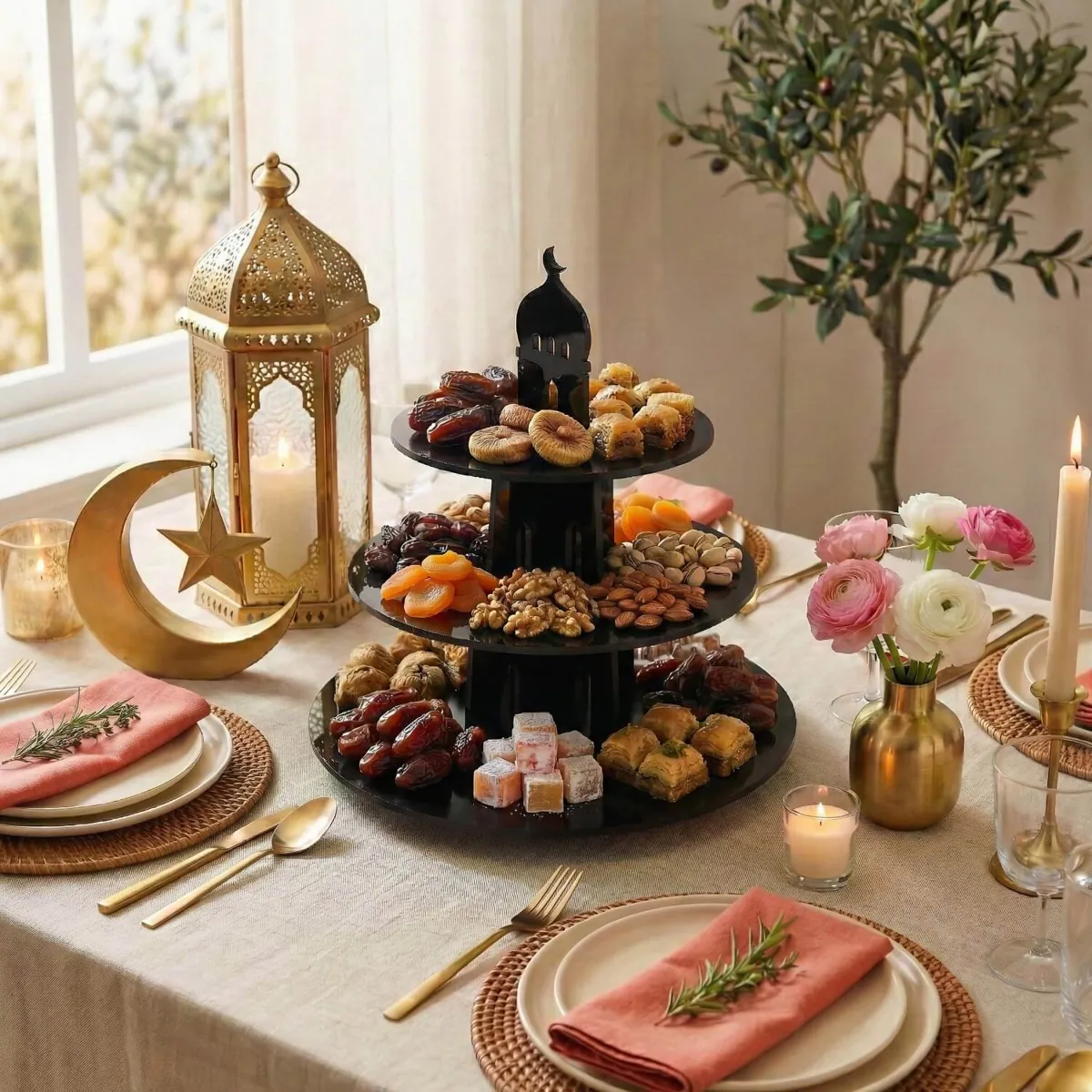 Dome and Round Serving Stand · Round · Black