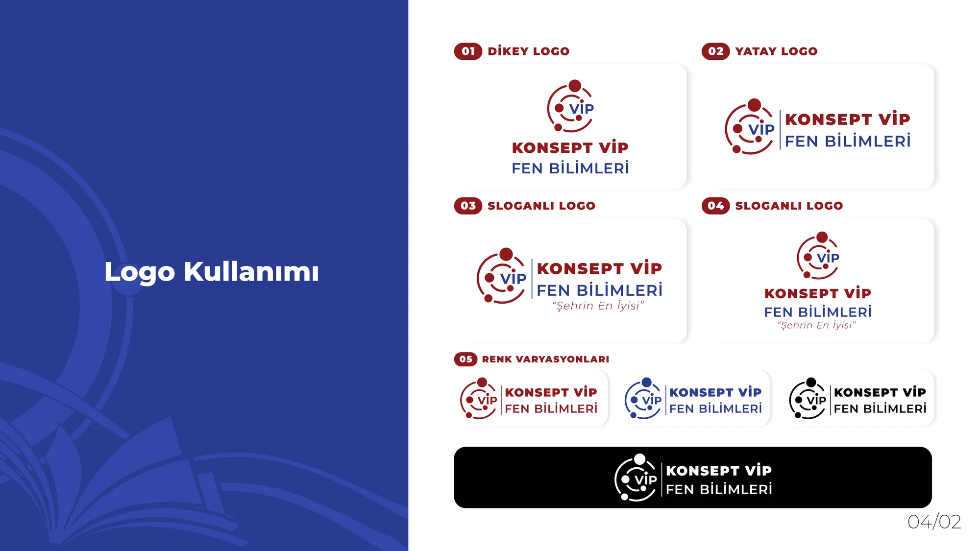 Konsept VİP Brand Identity · Logo versions: stacked, horizontal, with slogan and colour variations