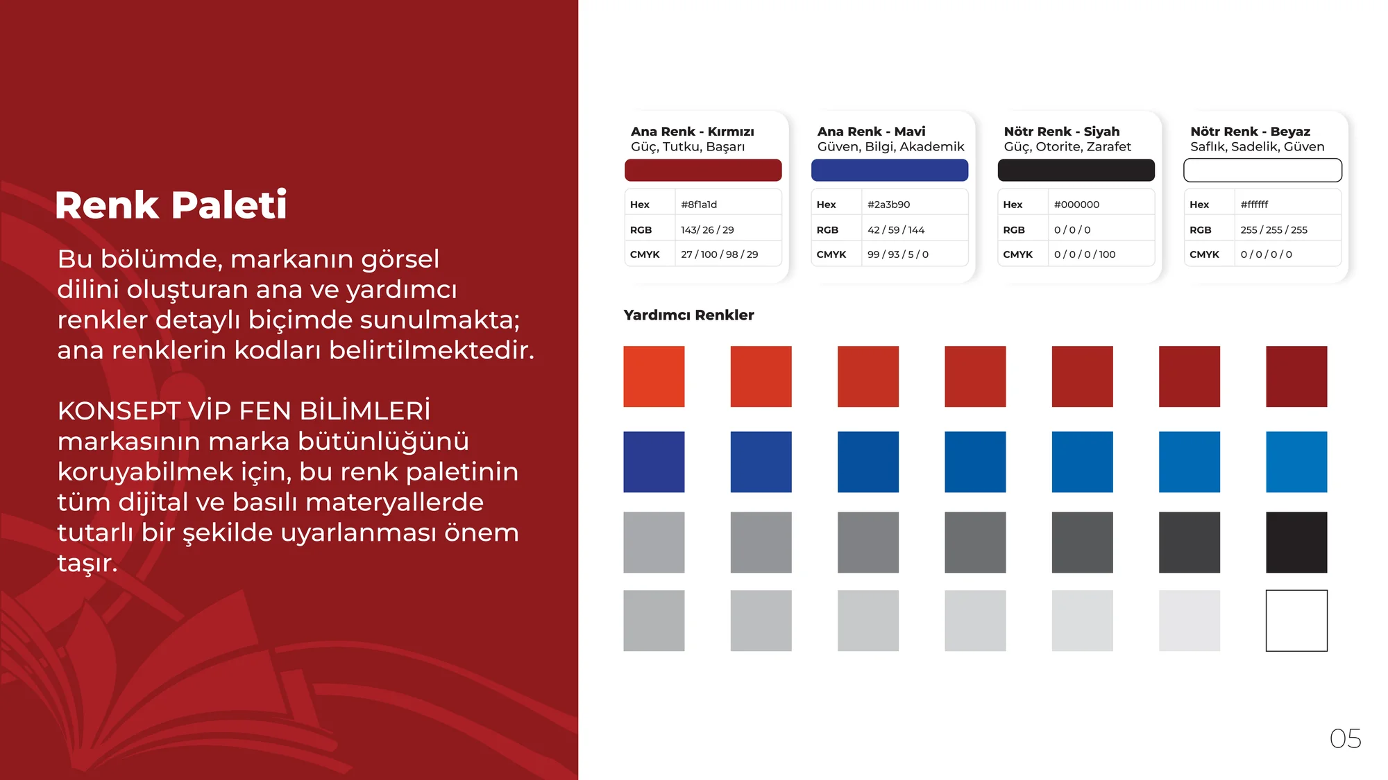 Konsept VİP Brand Identity · Colour palette: primary, neutral and secondary colours