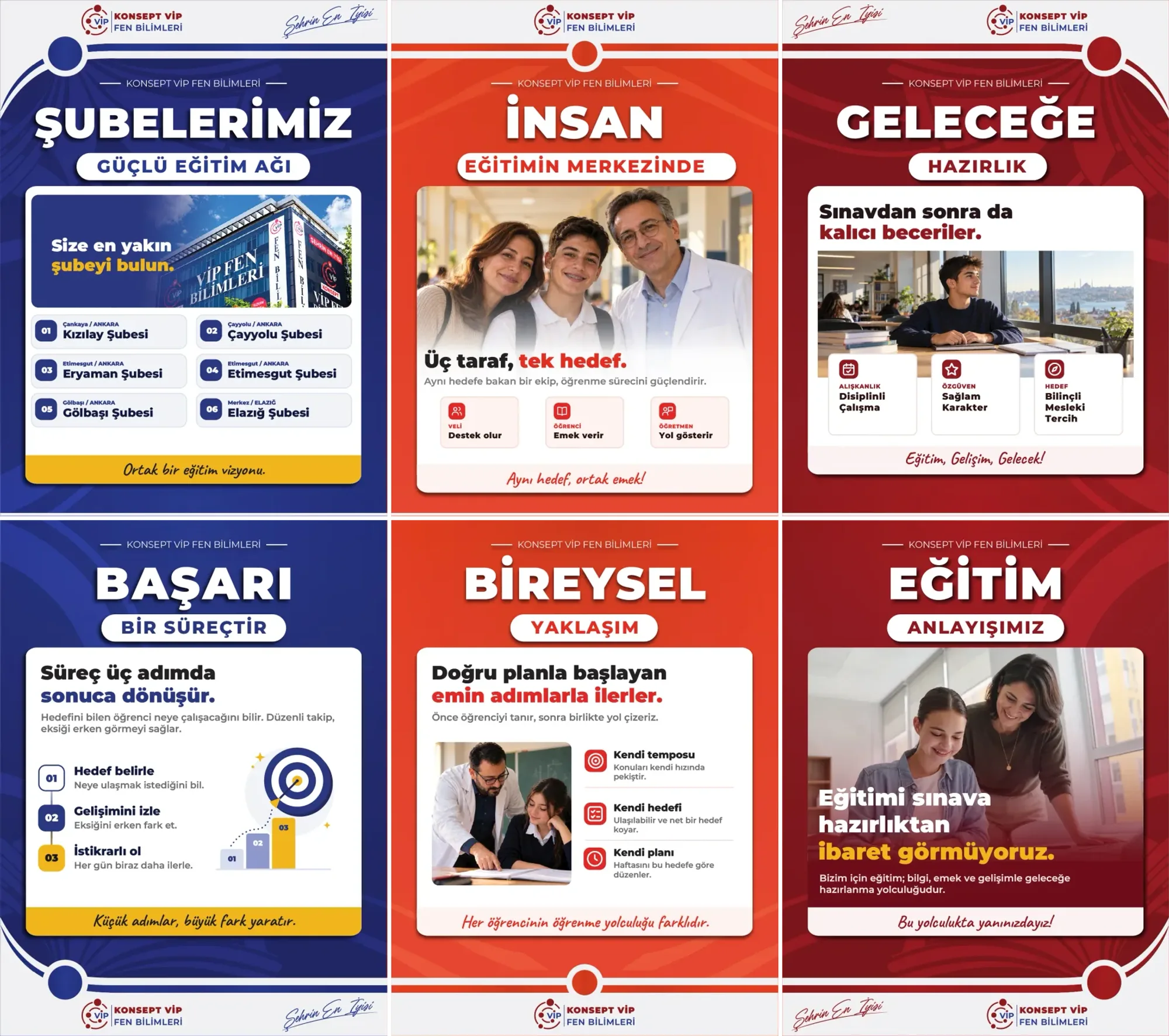 Konsept VİP Instagram Grid Design · Şube: aynı çerçeve, sütun sütun mavi, turuncu ve kırmızı